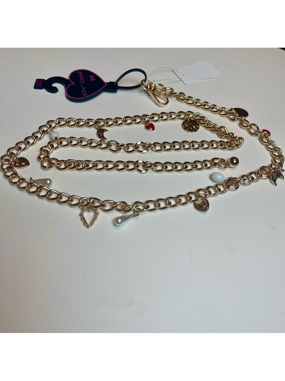 Betsey Johnston Gold-Tone Chain Belt with Charms Sz M/L - Picture 2 of 8